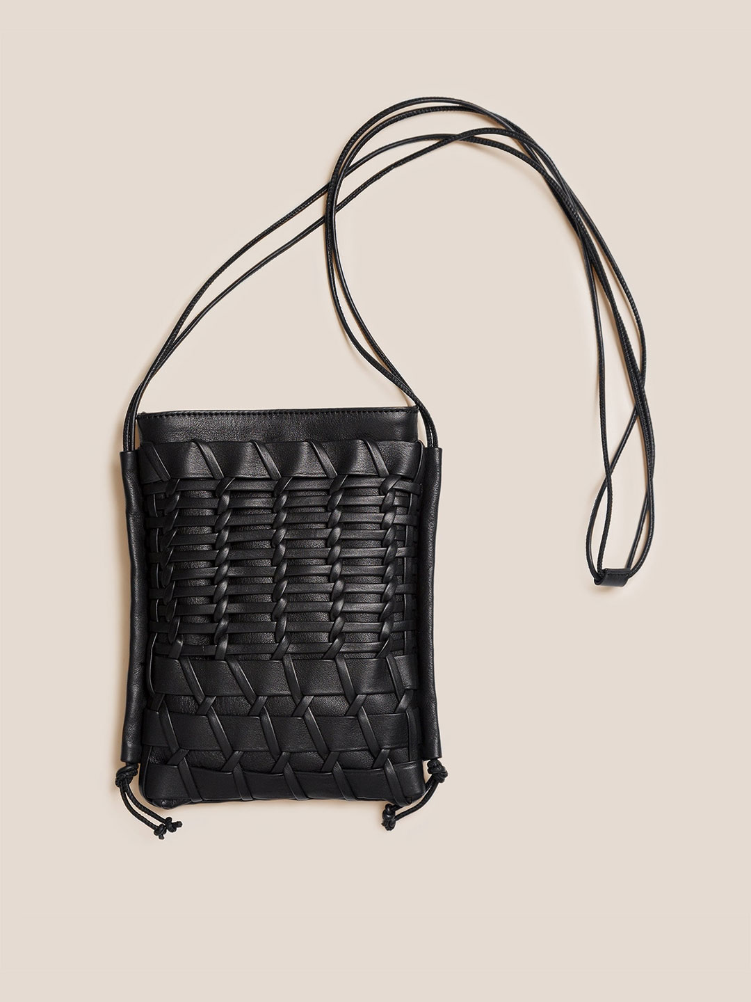 TRENA - Flat Square Crossbody Bag - Black