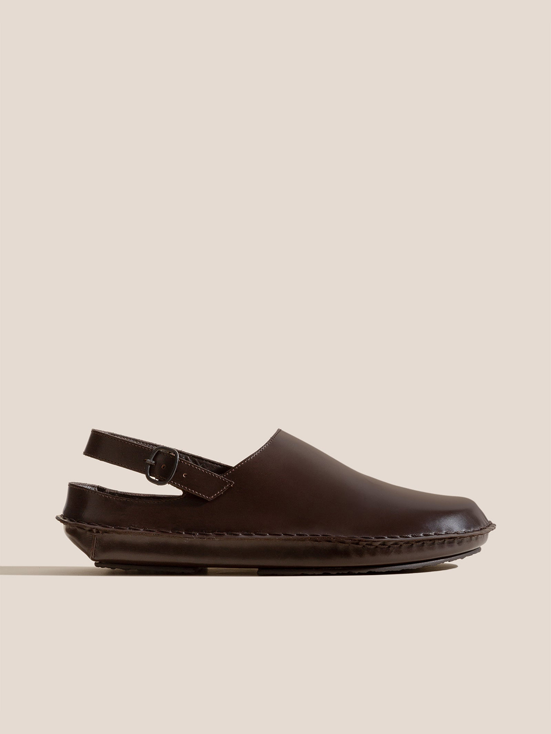 CARGOL - Whipstitched Slingback Clog - Dark Brown