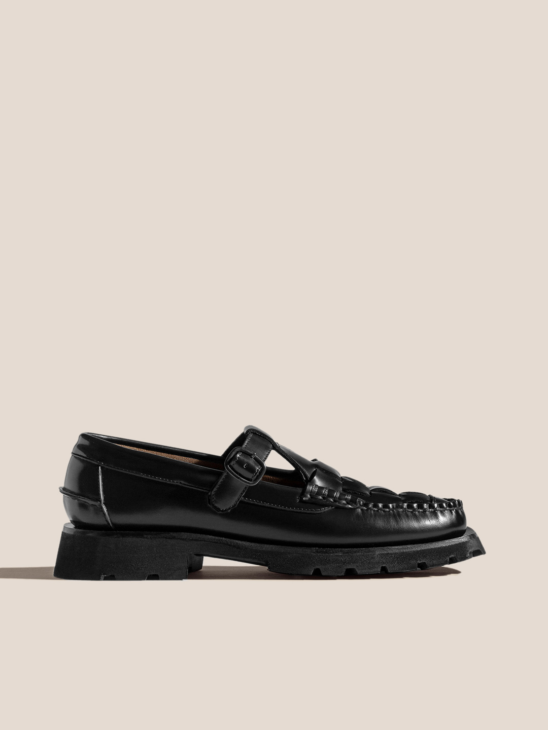 SOLLER SPORT - Tread Sole T-Bar Loafer - Black