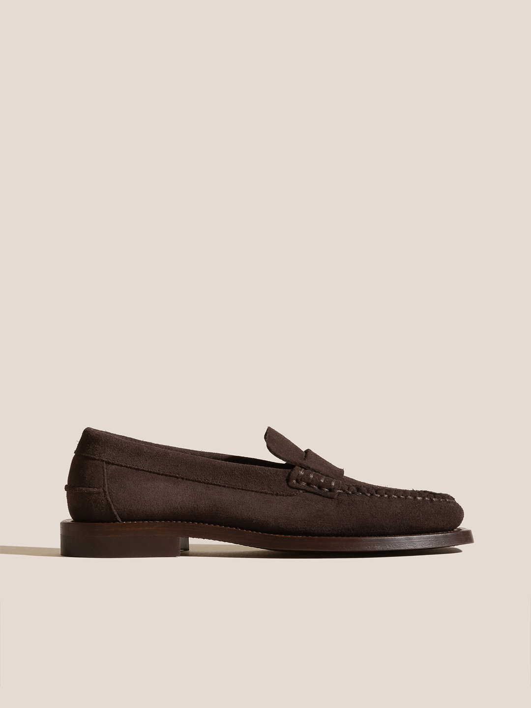 SINEU ROUND SUEDE - Men's Interlaced-detail Loafer - Dark Brown