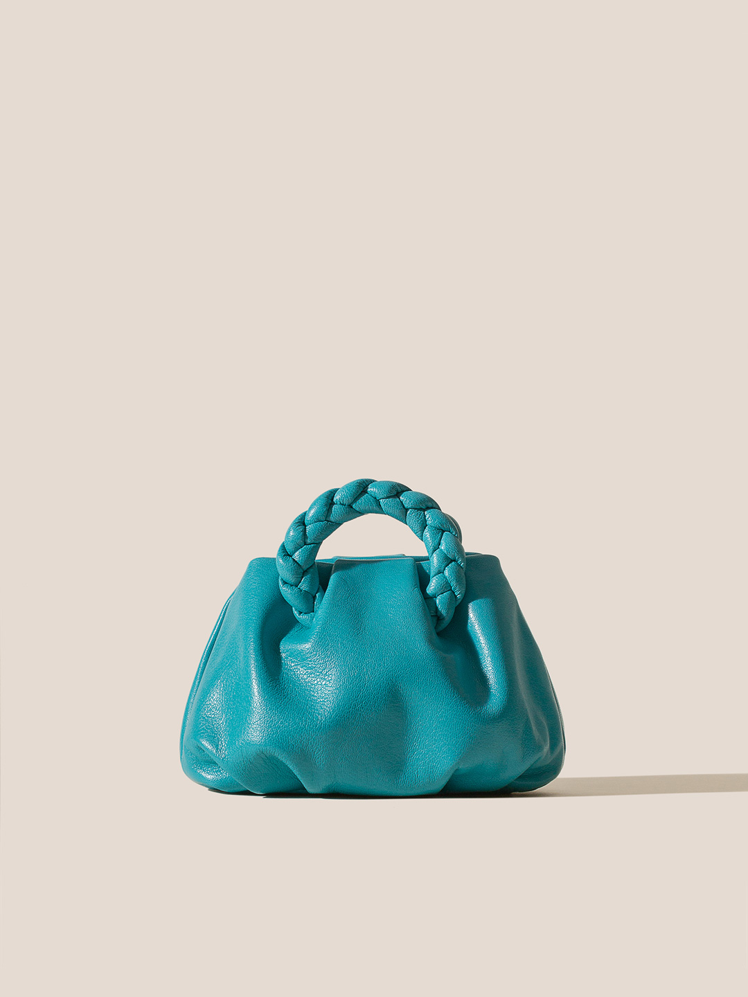 BOMBON SUPPLE SHINY - Small Plaited-handle Bag - Turquoise