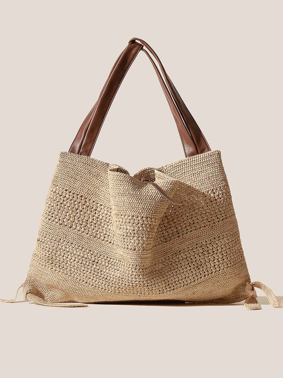 CADOR - Slouchy Raffia Macrame Shoulder Bag - Natural