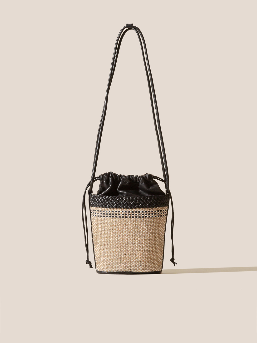 PALAU YUTE - Hand-Braided Mini Bucket Crossbody Bag - Black