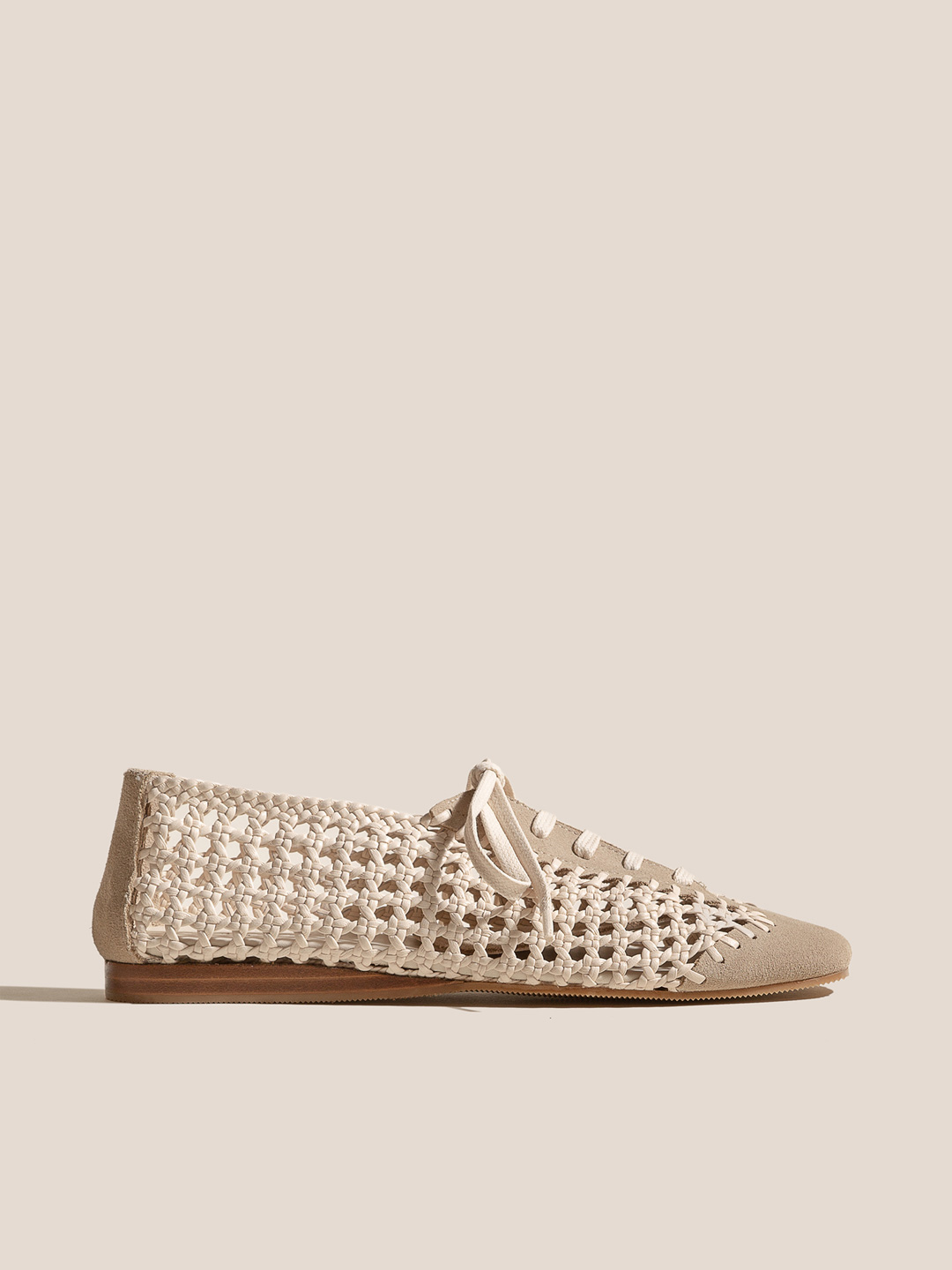 PORTIU - Woven Lace-up Shoe - Cream