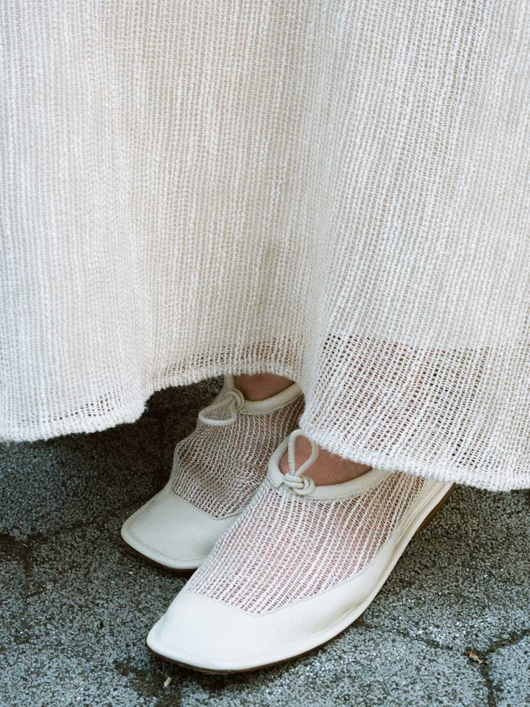PUNTERA WOVEN Flat Pump - Cream