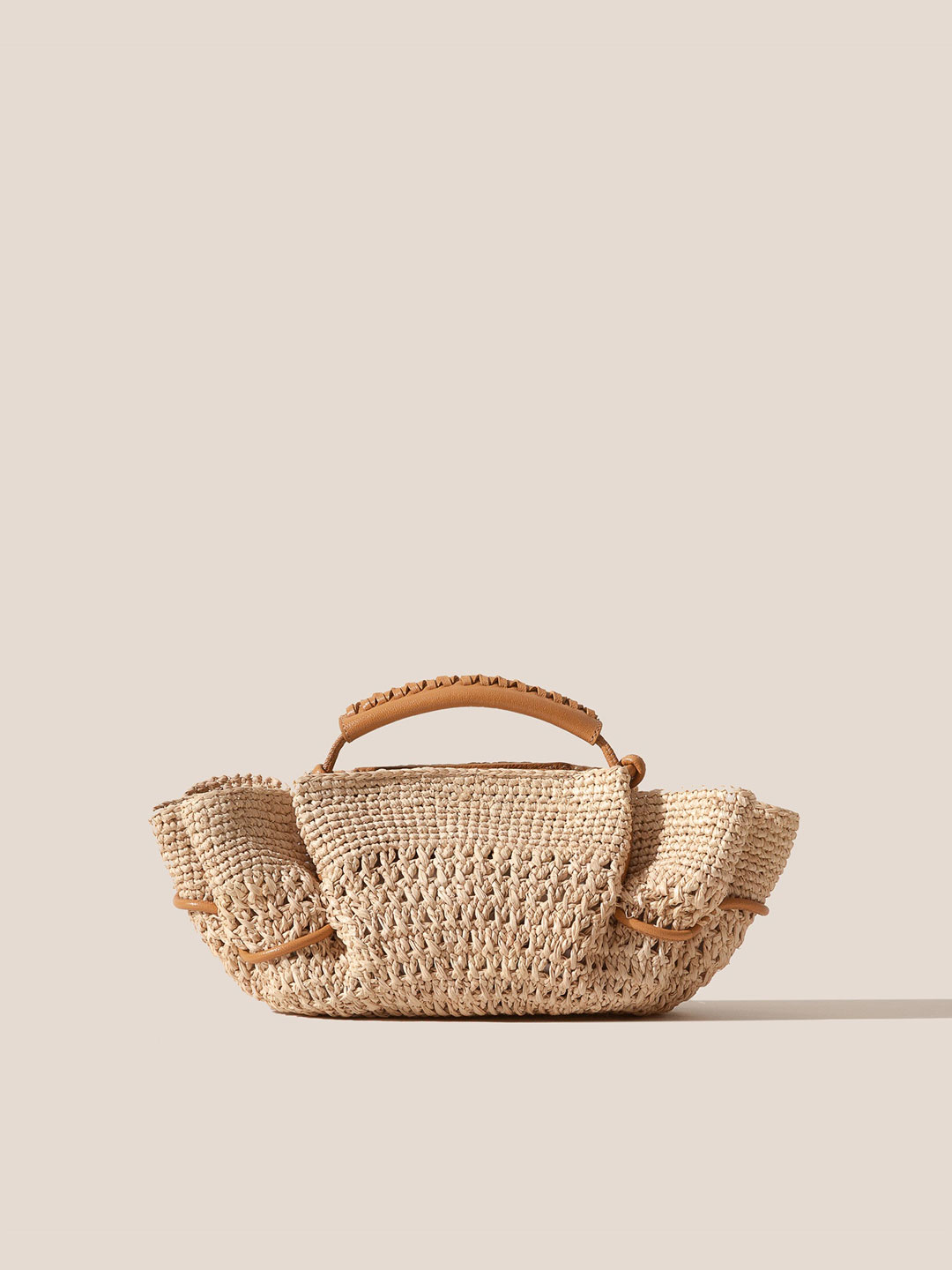 ARTA MINI CROCHET RAFFIA - Pleated Crossbody Bag - Natrual