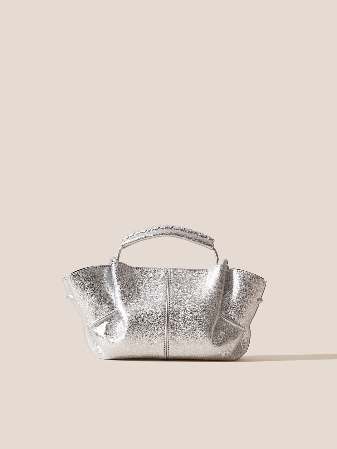 ARTA MINI METALLIC - Pleated Crossbody Bag - Silver