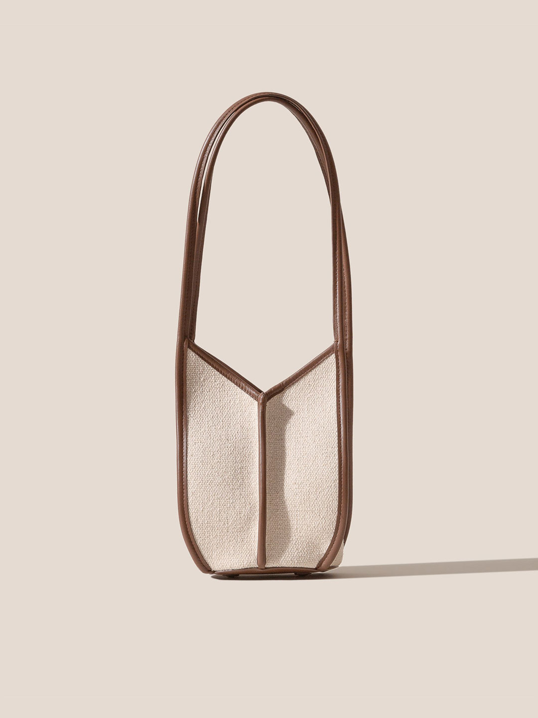 CALELLA BUCKET CANVAS - Leather-trimmed Shoulder Bag - Ivory