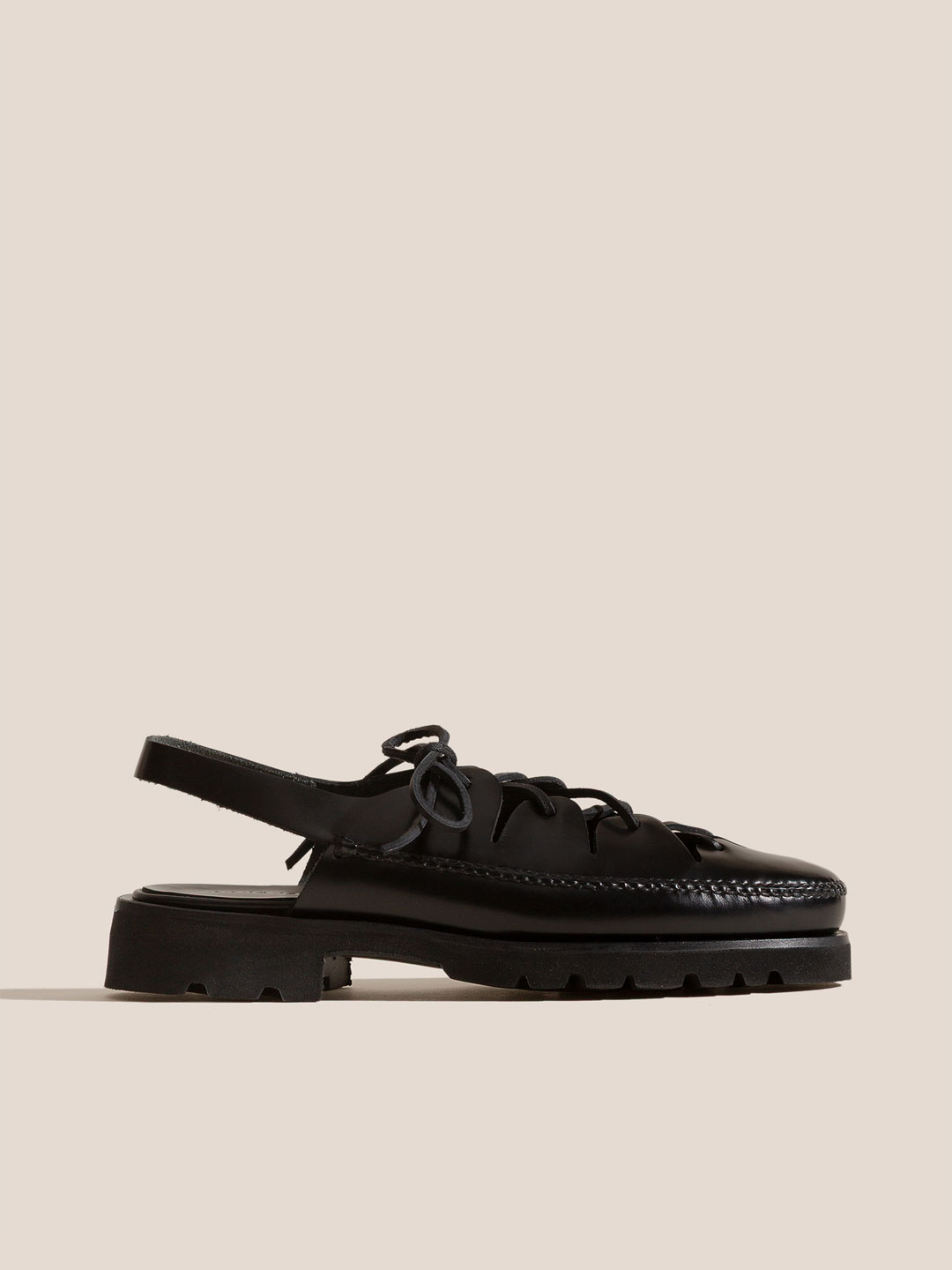 PETAL - Tread Sole Slingback Loafer - Black