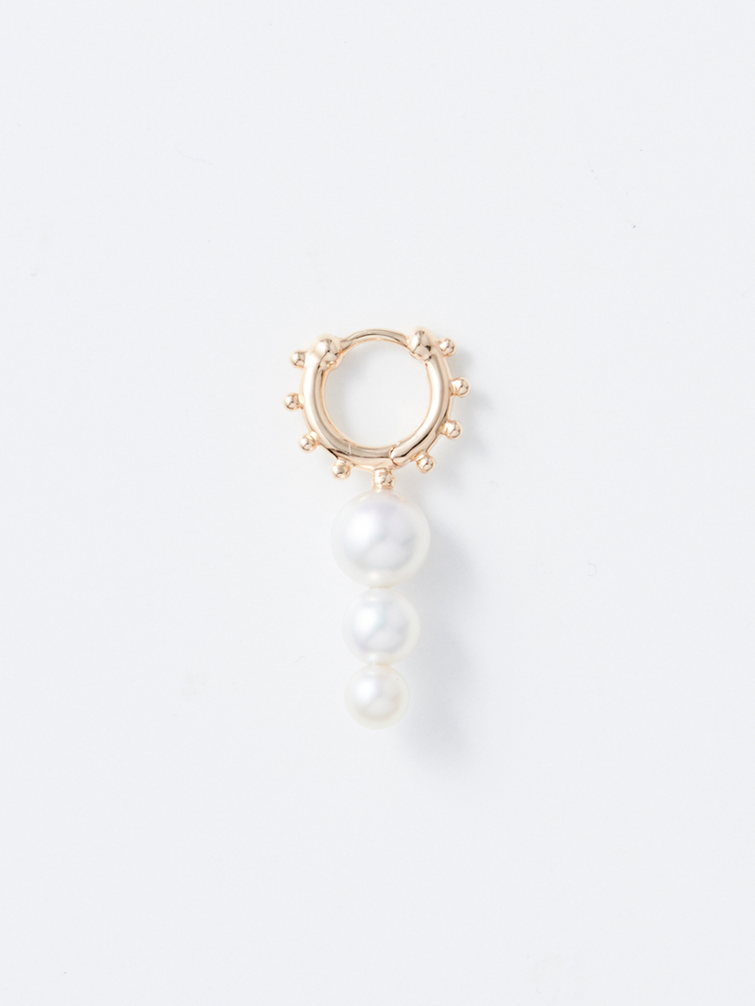 Sea Anemone Pearl Huggie Hoop Earring - Yellow Gold