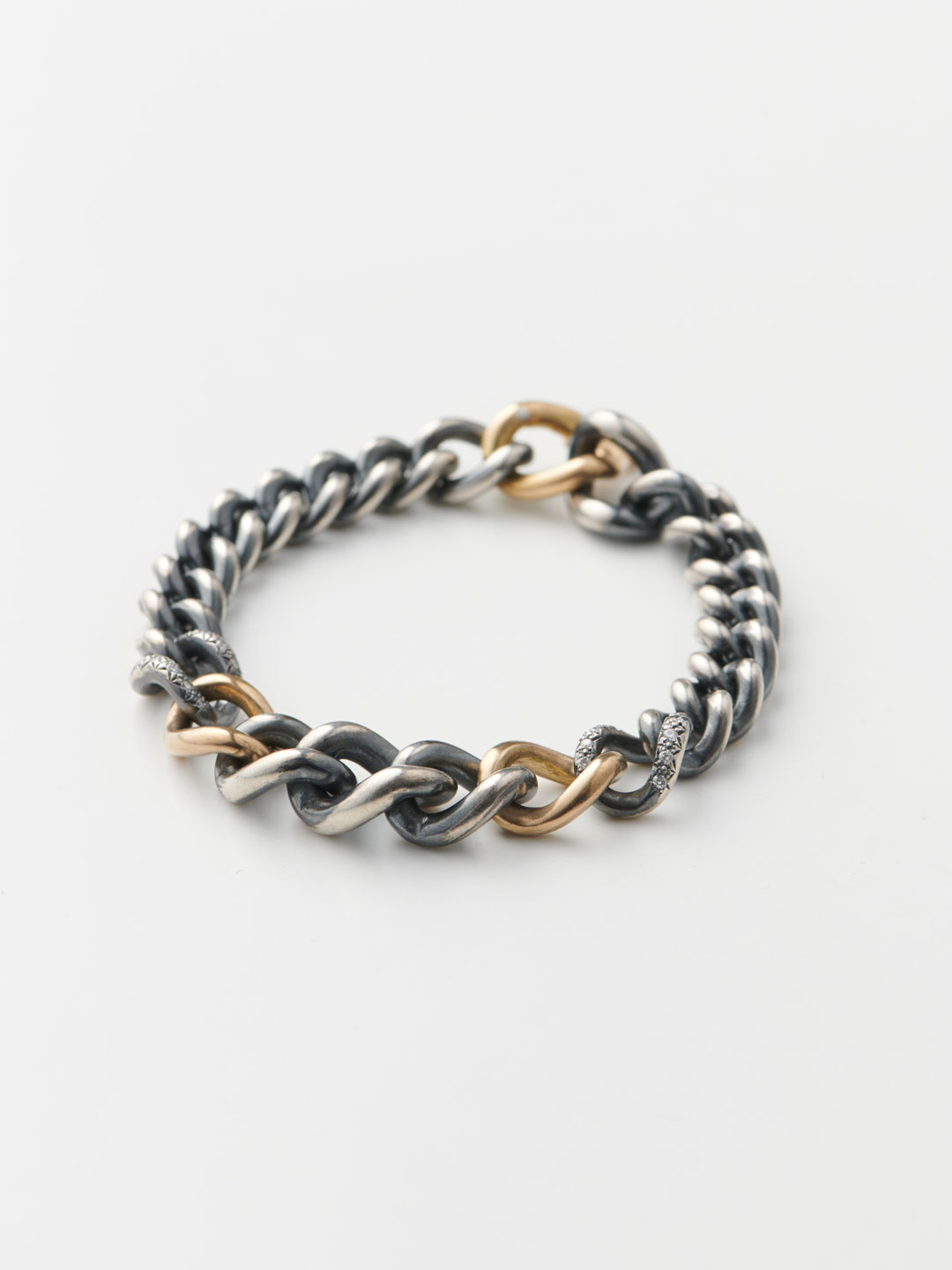 Humete Diamond Gradation Chain Bracelet 【et-BR131m】 /3S/2S/S - Silver