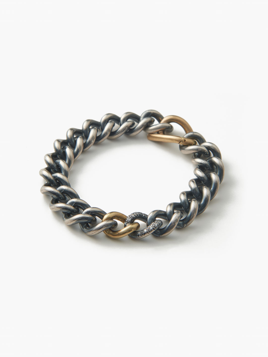 Humete Diamond Chain Bracelet Large Clasp 【et-BR65m】 / 2S  - Silver