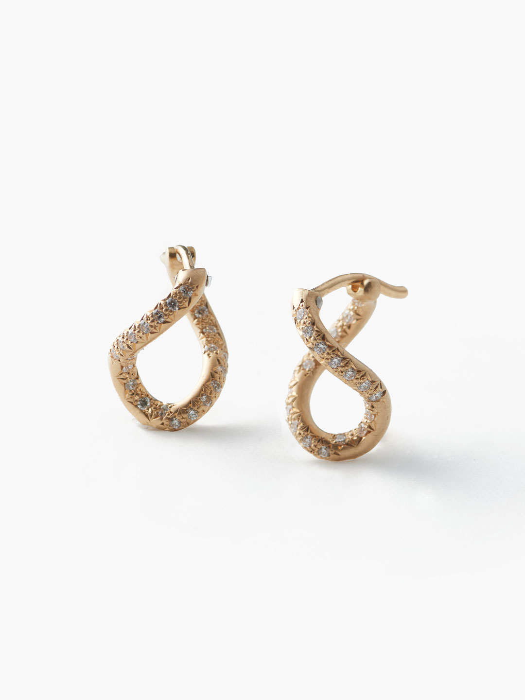 Humete Kihei Pierced Earrings White Diamond - Yellow Gold