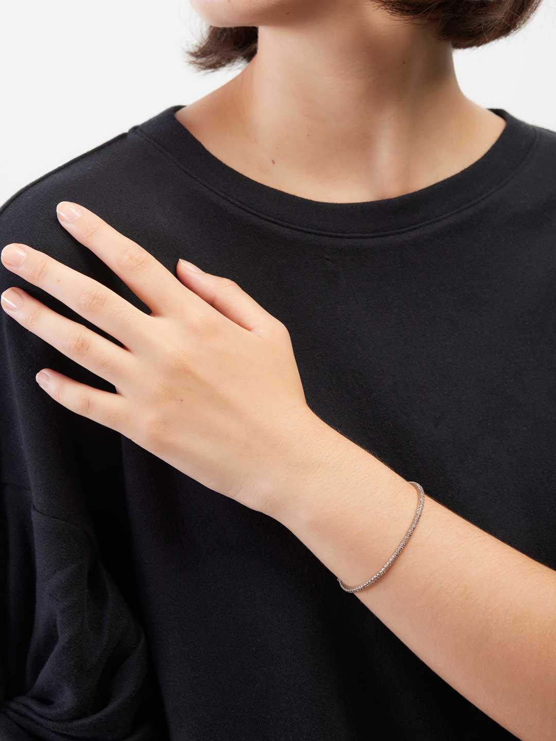 Humete Hook Diamond Bangle 【et-BR112S-HOOK】 / S - White Gold
