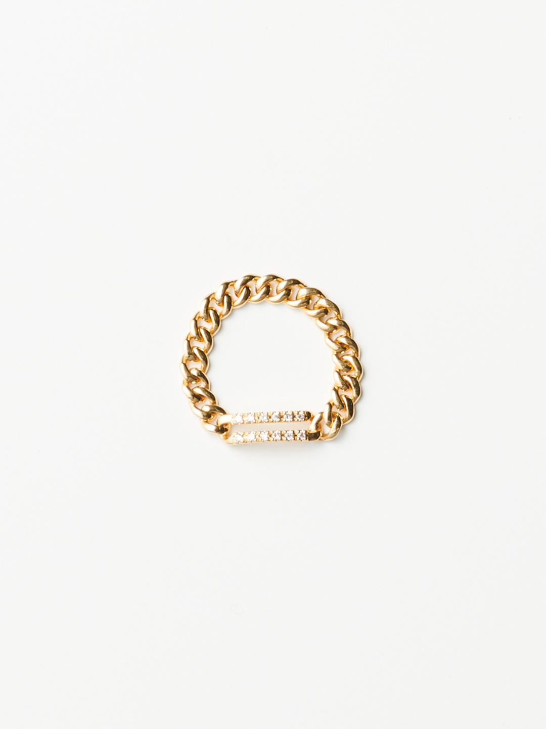 Two Lines Diamond Charm Ring - Yellow Gold