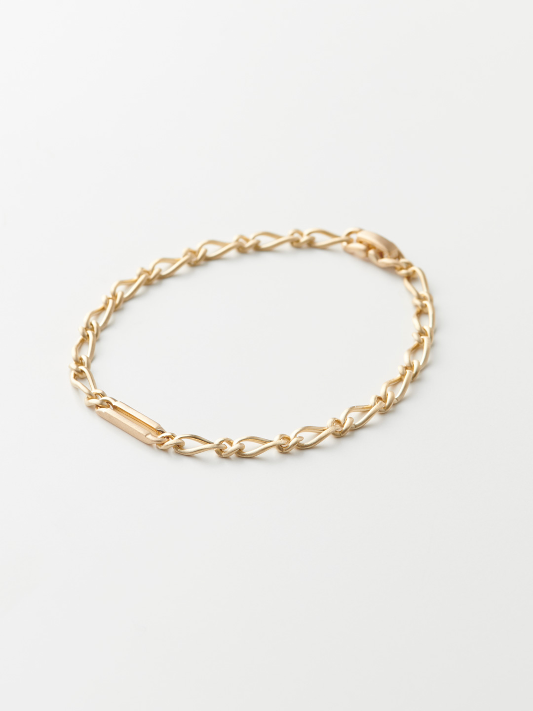 Two Lines Bracelet / Plain Charm / S - Yellow Gold