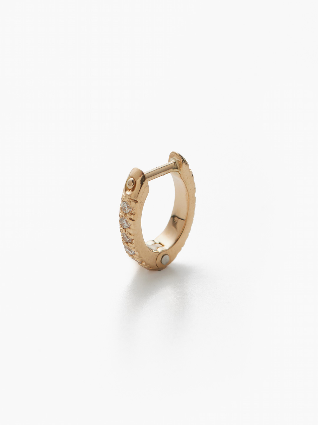 Mini Arc Hoop Pierced Earring with Diamond - Yellow Gold