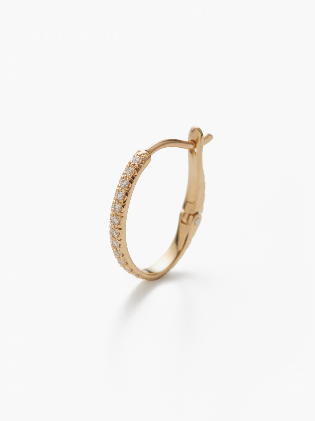 Large Arc Hoop Pierced Earring with Diamond - Yellow Gold
