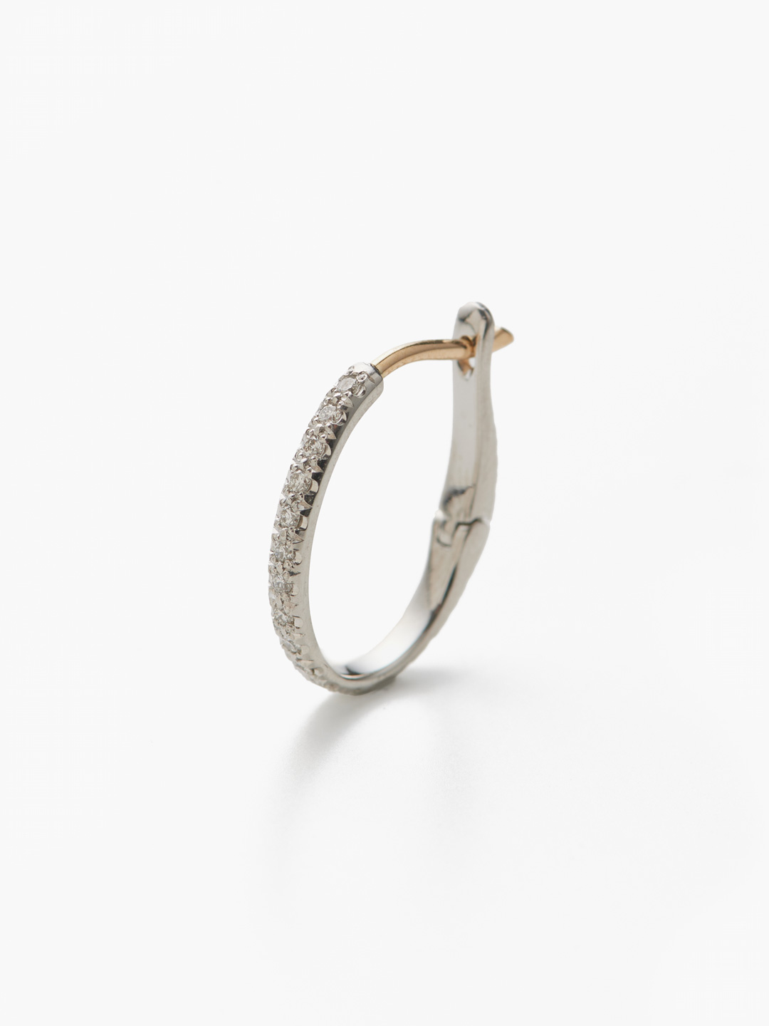 Large Arc Hoop Pierced Earring with Diamond - Platinum