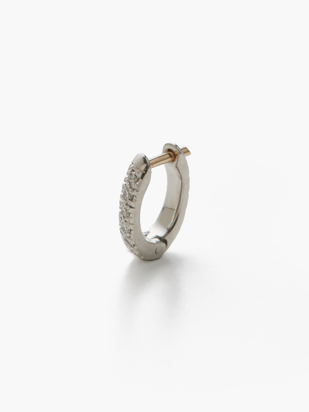 Mini Arc Hoop Pierced Earring with Diamond - Platinum