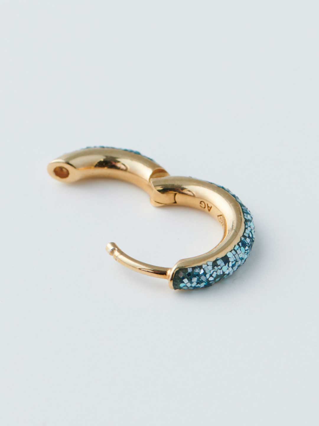 Kate Ocean Glitter Huggie Pierced Earring - Blue