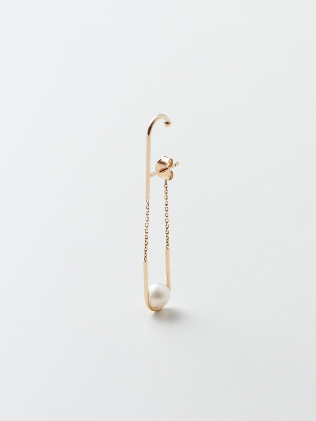 Compose Pearl Pierced Earring - Yellow Gold