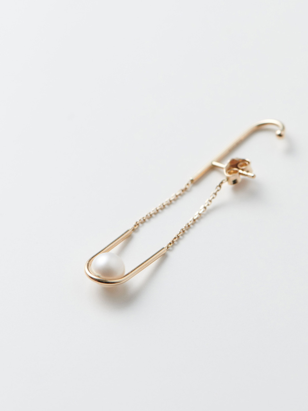 Compose Pearl Pierced Earring - Yellow Gold