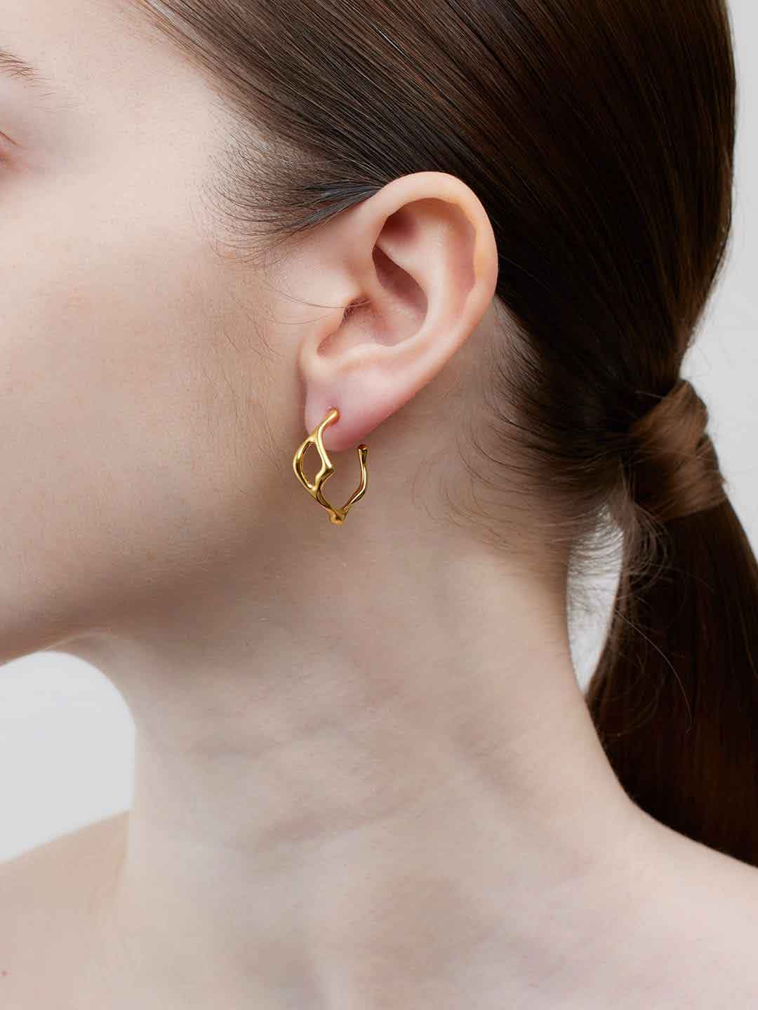 Luna Hoop 18 Pierced Earring - Yellow Gold