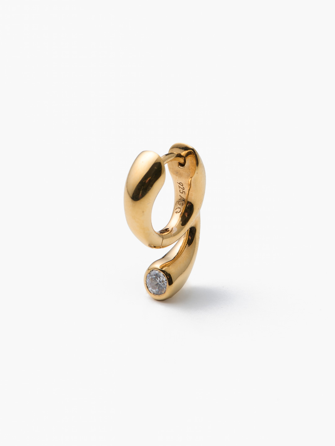 Mermaid Pool Huggie Pierced Earring  - Yellow Gold