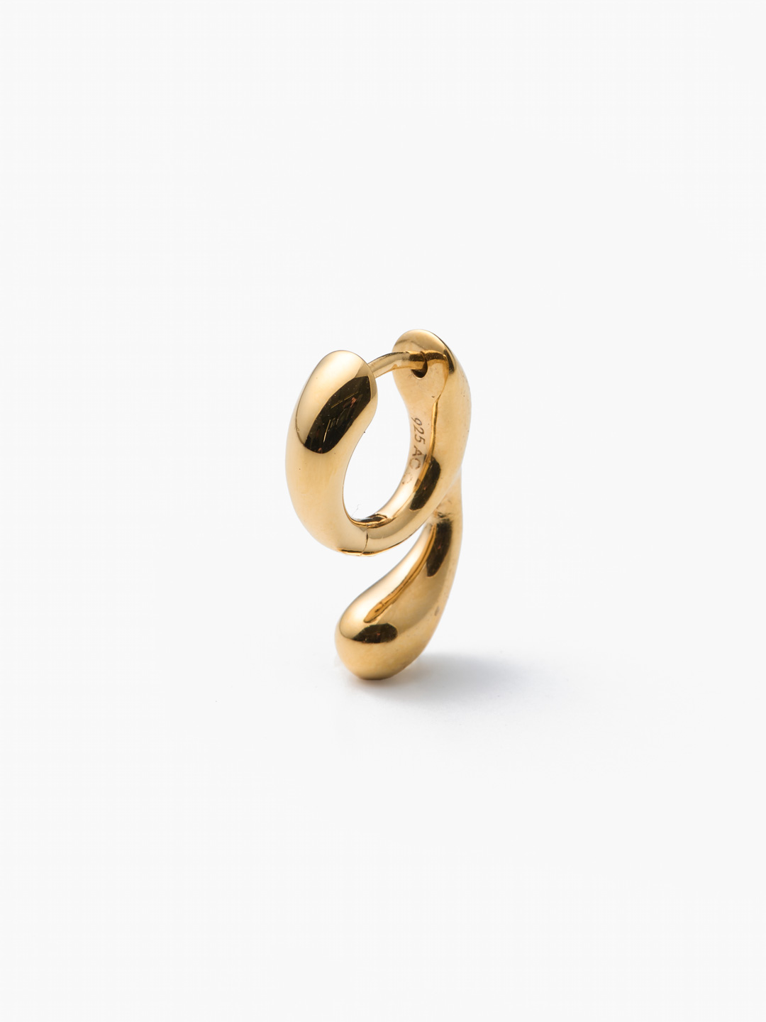 Mermaid Splash Huggie Pierced Earring  - Yellow Gold