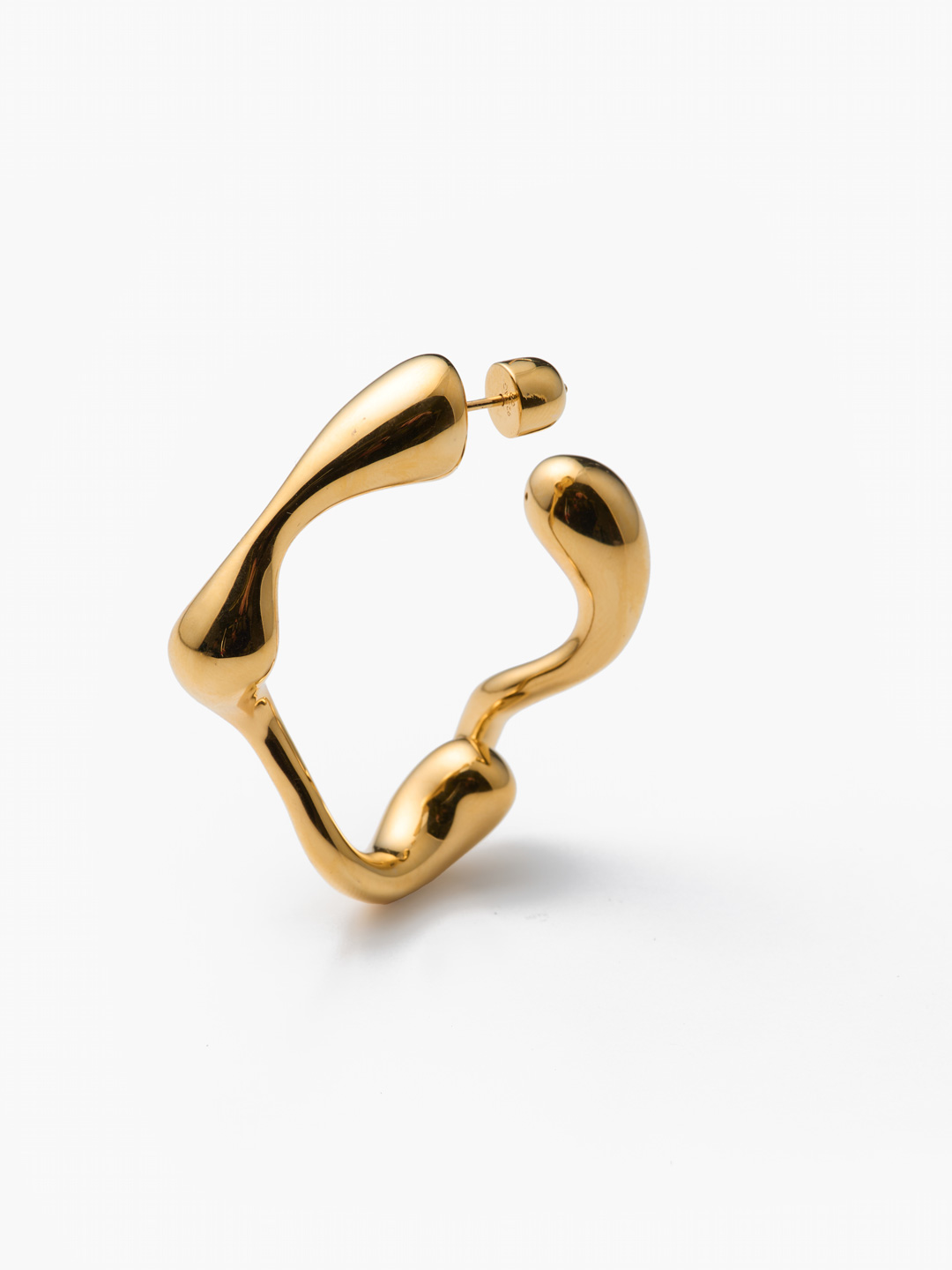 Splash Hoop Pierced Earring Large  - Yellow Gold