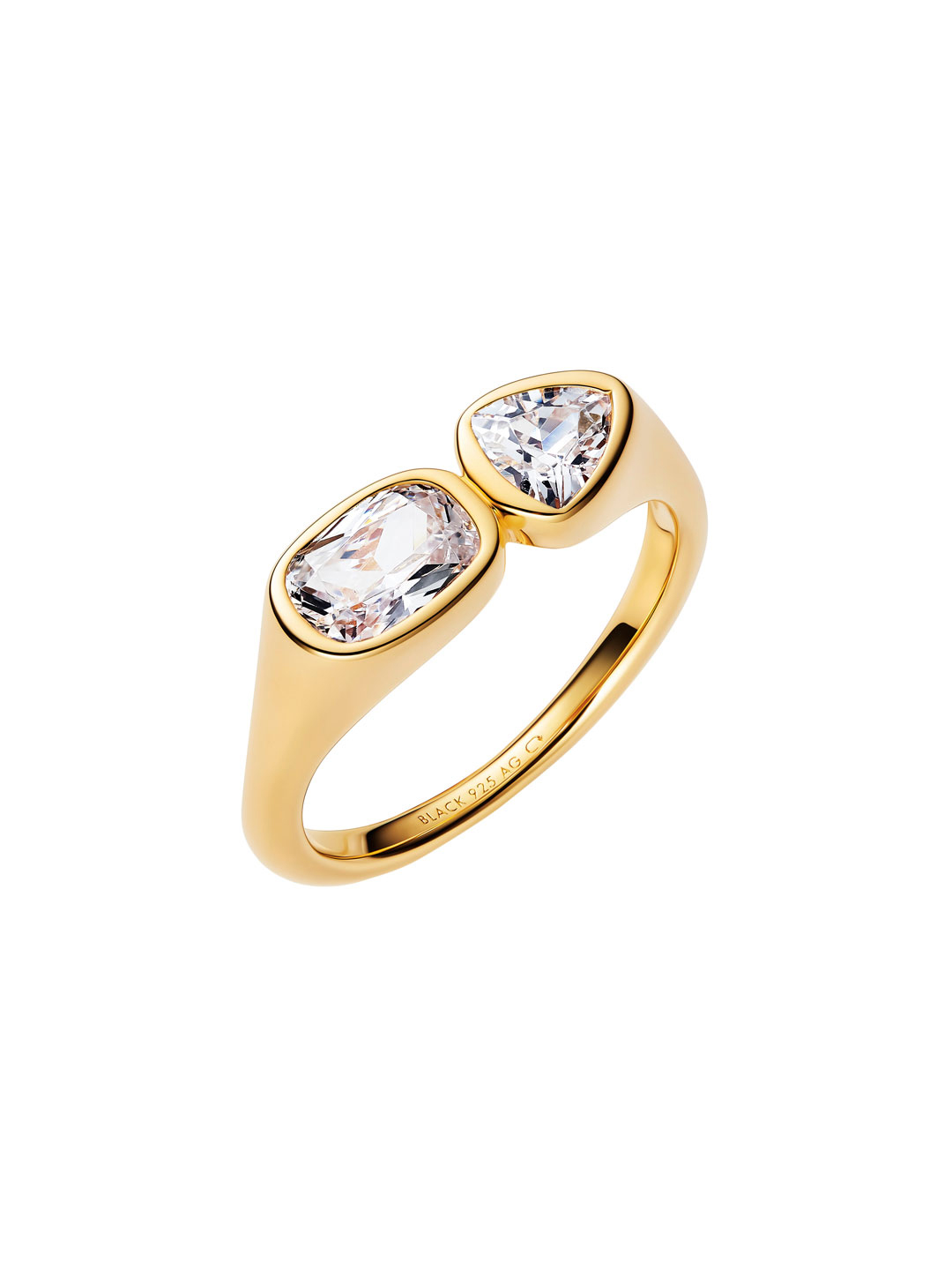 You & Me Signet Ring  - Yellow Gold