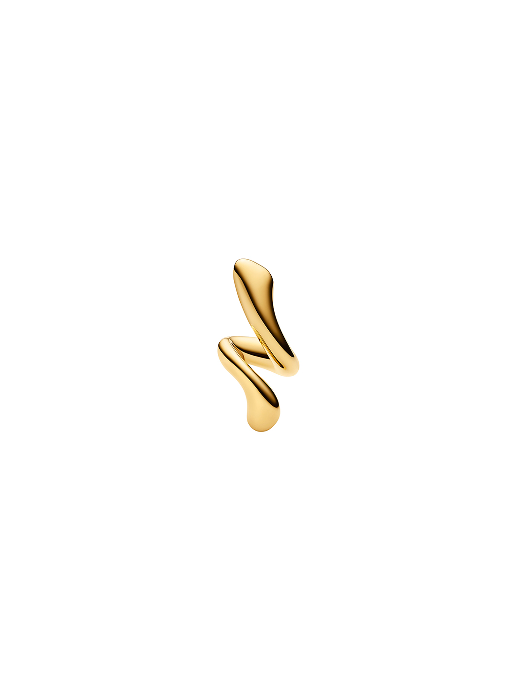Coil Curl Stud Pierced Earring - Yellow Gold