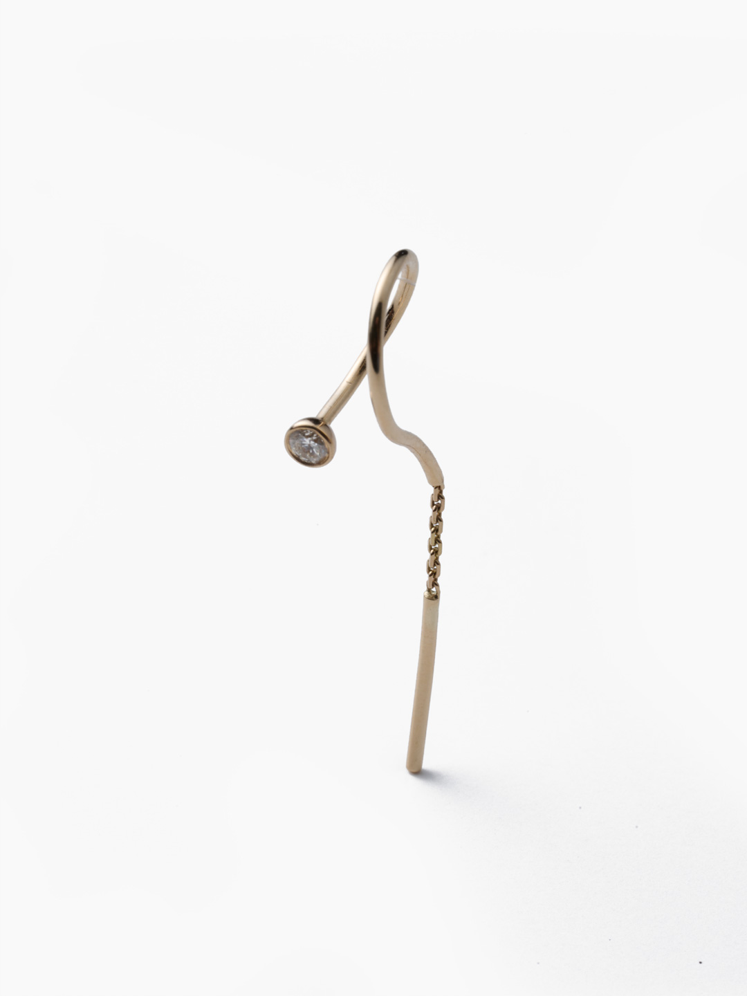 Twist Pierced Earring Mined YG14K - Yellow Gold