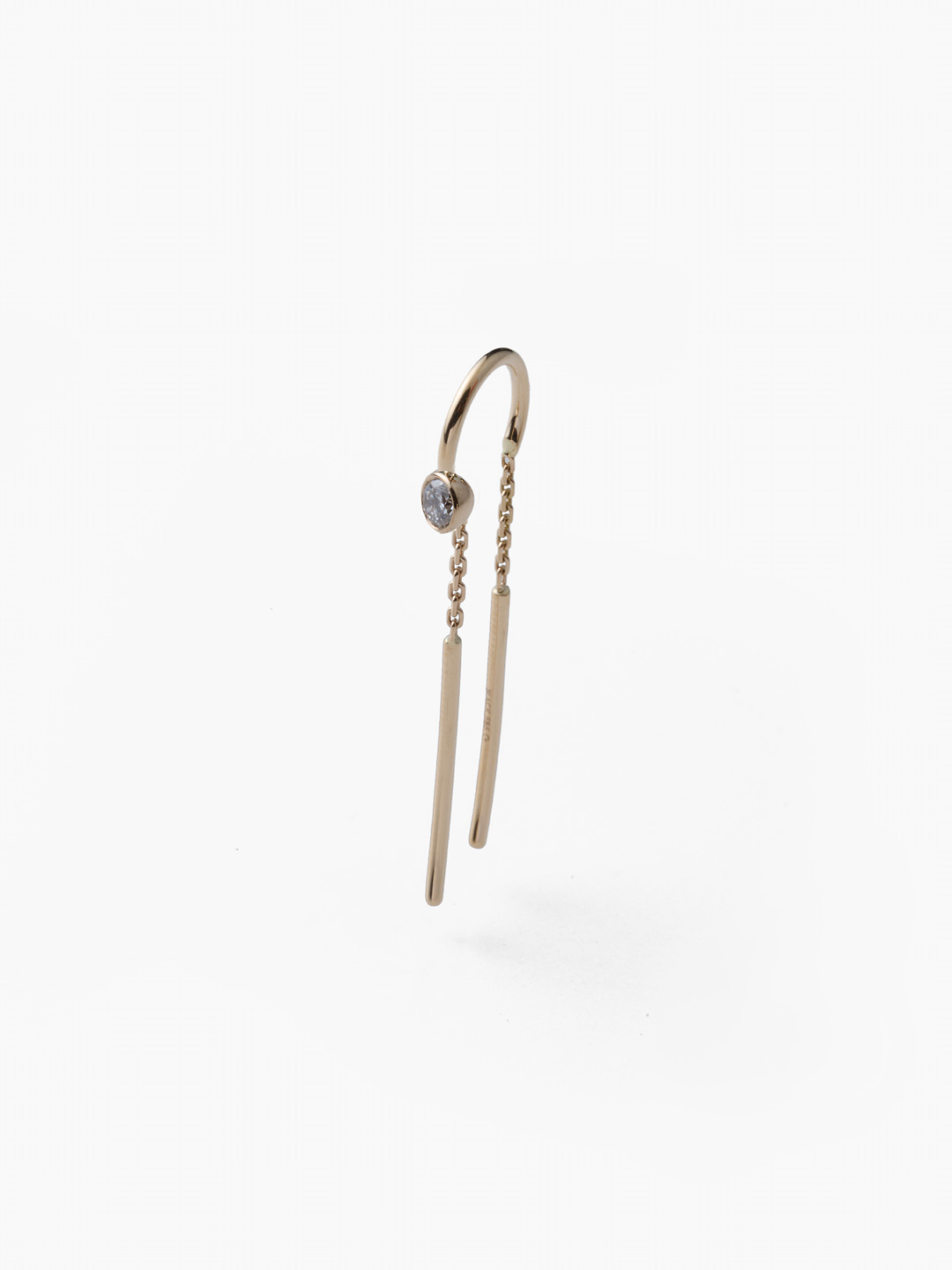 Curve Pierced Earring Mined YG14K - Yellow Gold