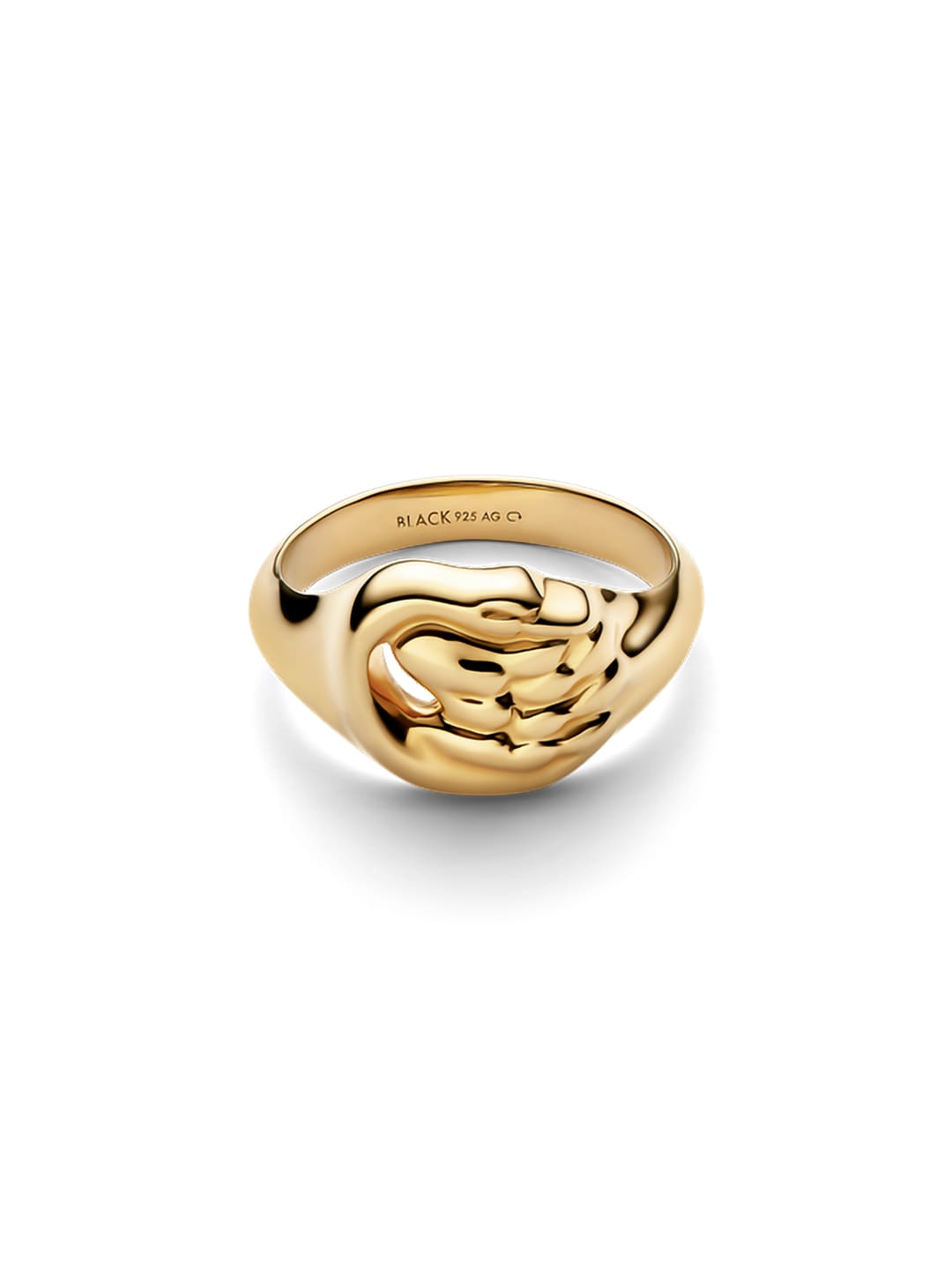 Swan Mini Signet Ring  - Yellow Gold