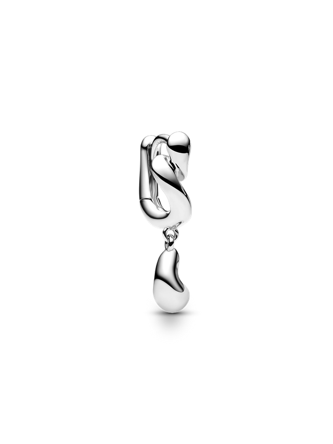 Whirl Drop Huggie Pierced Earring - Silver