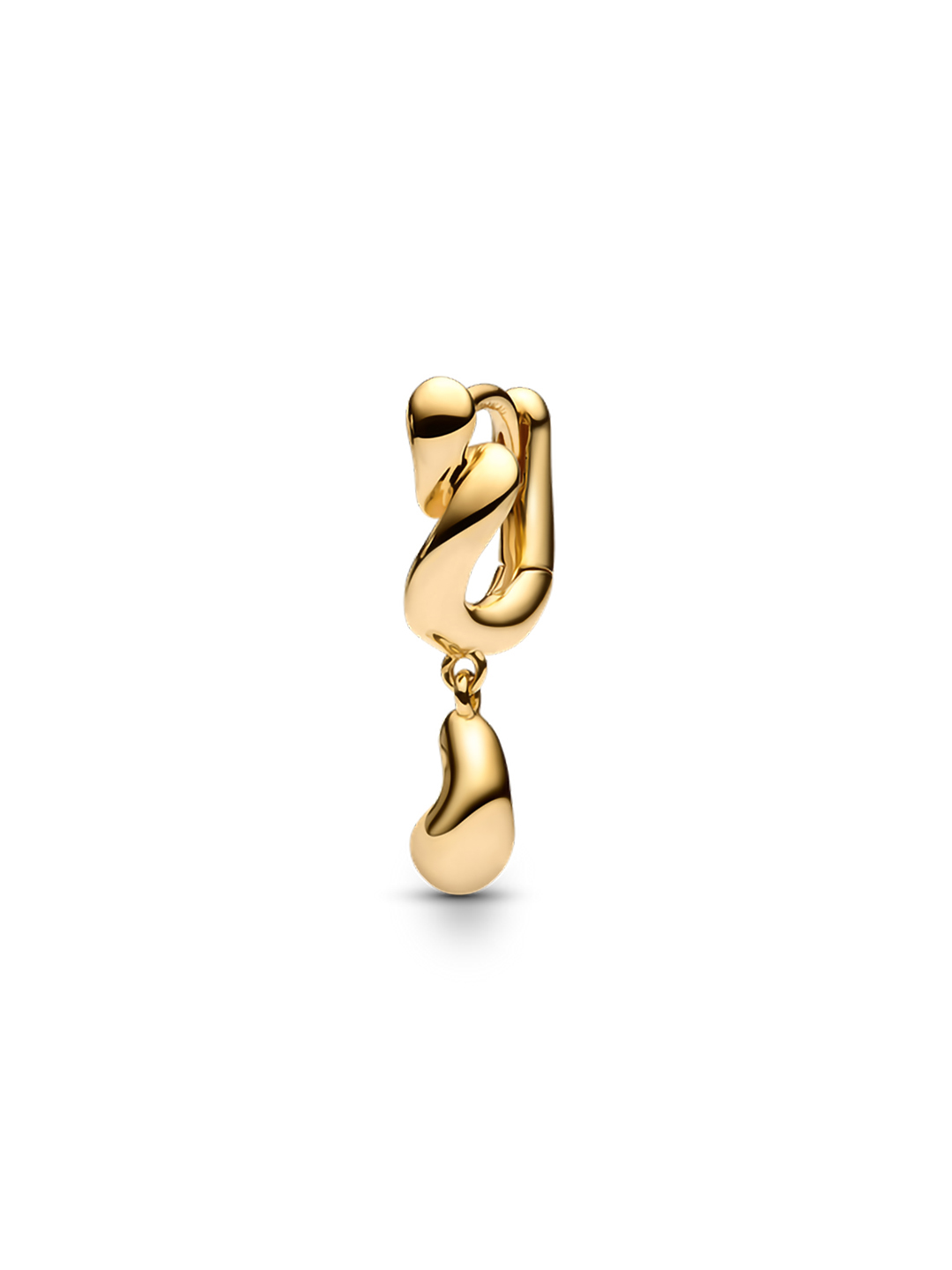 Whirl Drop Huggie Pierced Earring - Yellow Gold