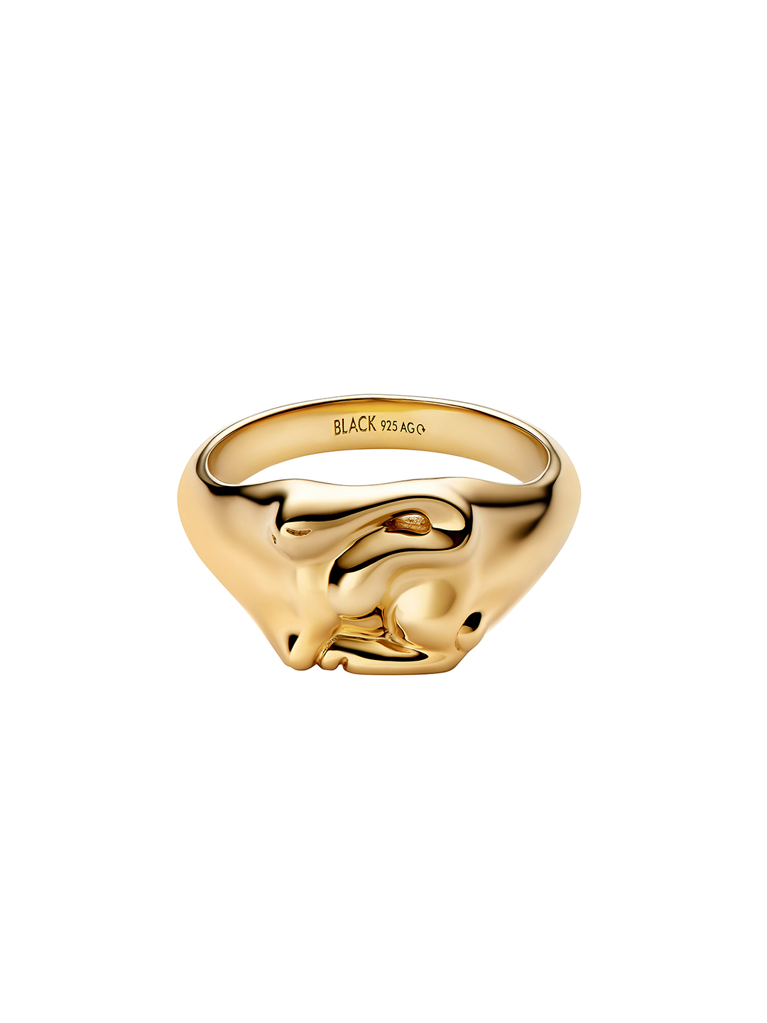 Rabbit Mini Signet Ring  - Yellow Gold