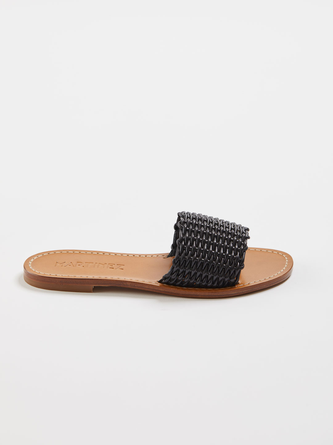 PLAYA CESTA Woven Flat Sandals - Black