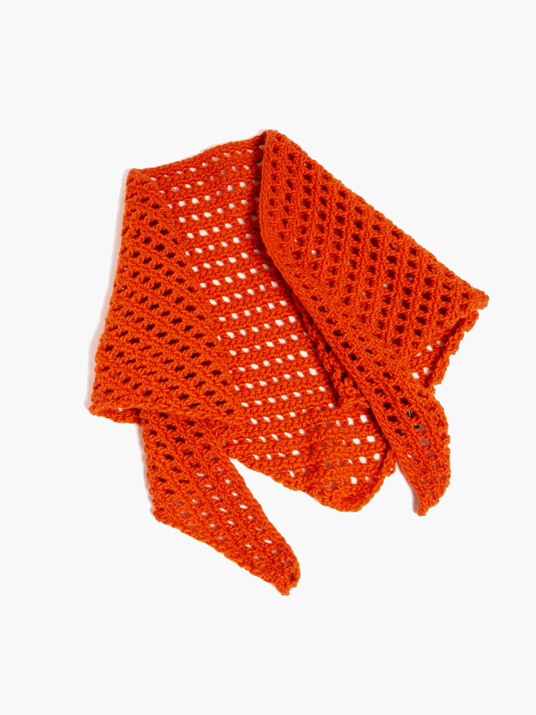 Hand-knitted Wool Shawl - Orange