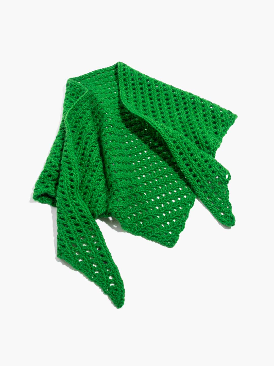 Hand-knitted Wool Shawl - Green