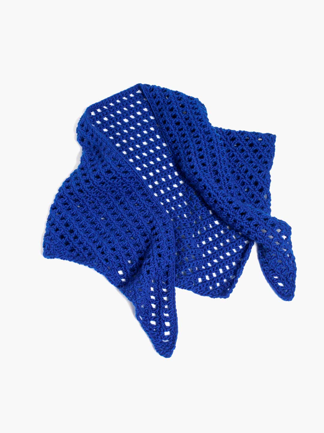 Hand-knitted Wool Shawl - Blue
