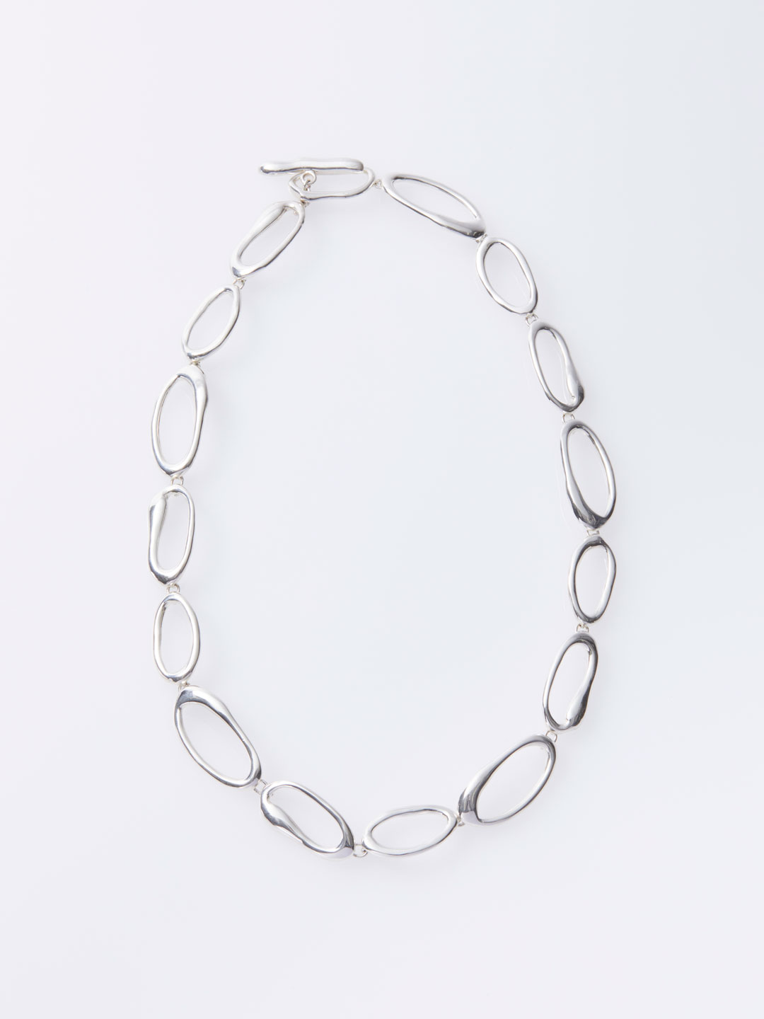Hand Formed Mini Oval Chain Necklace - Silver