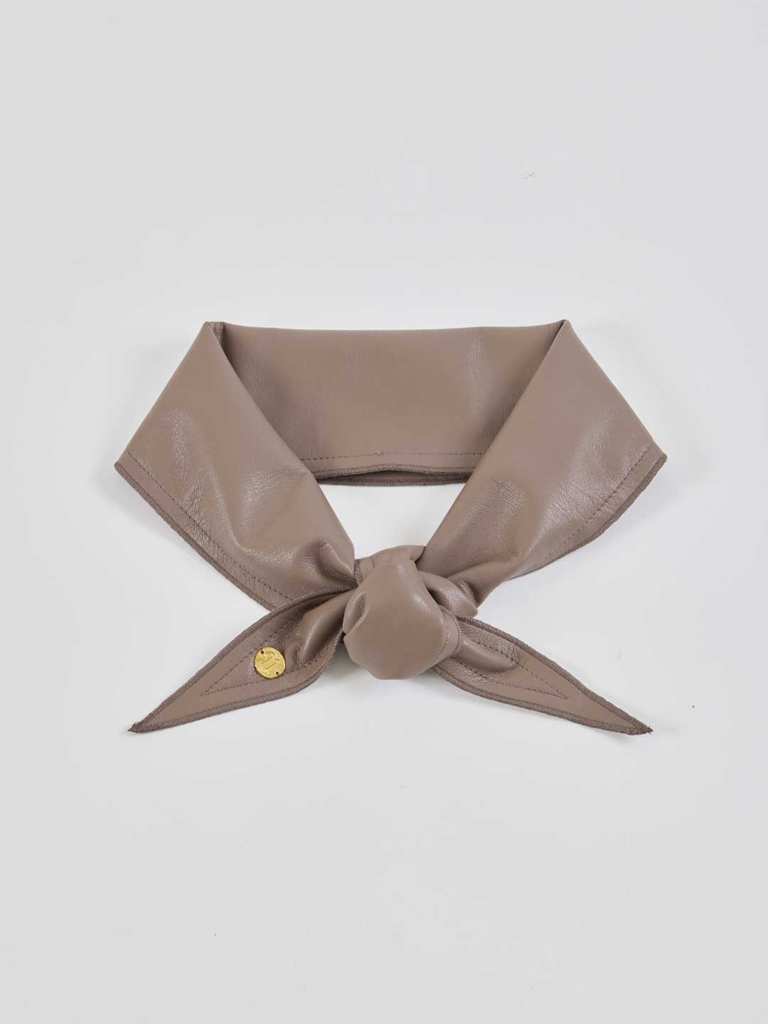 ZARI / Vegan Leather Scarf - Grey Beige