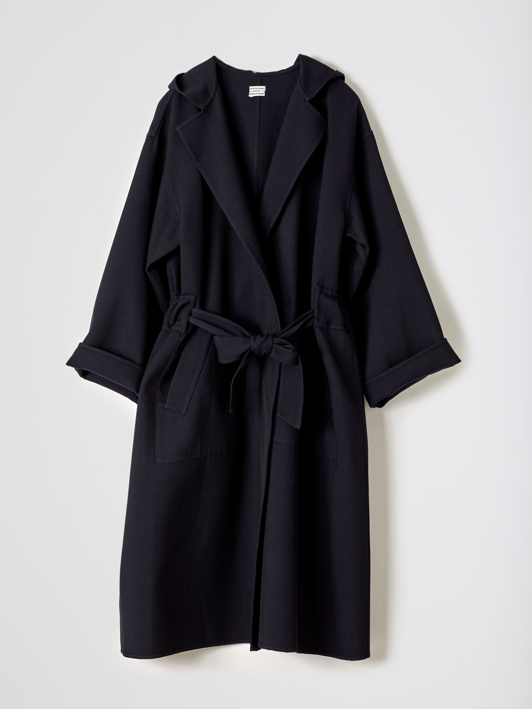 No 0171 Dry Wool Rever Hooded Coat - Navy