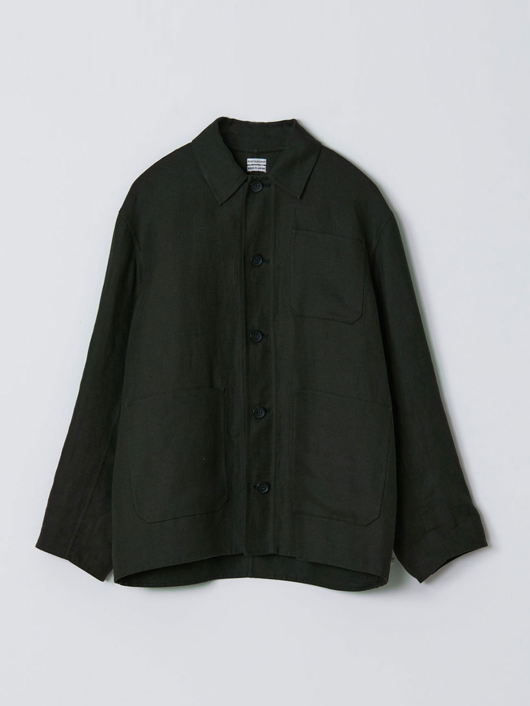 Linen Rever Work Jacket - Dark Green