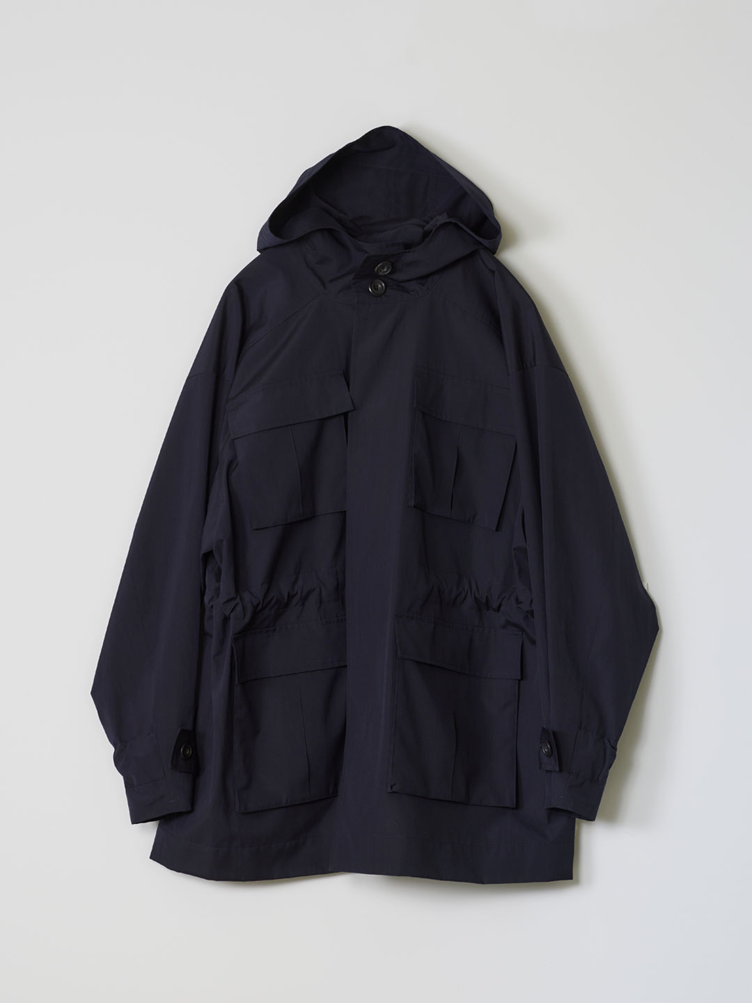 Wool Silk Utility Coat - Navy