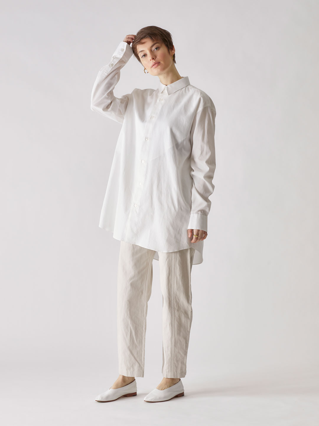 Cotton Pique Dress Shirt - White