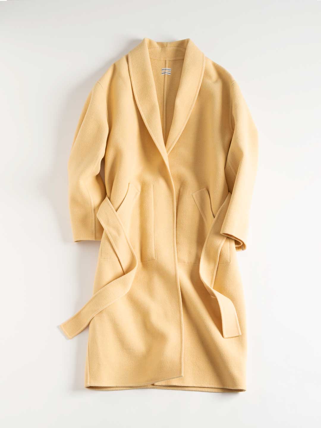 No.0248 Wool Hemp Rever Gown Coat - Yellow